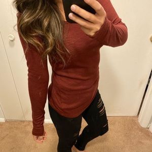 Maroon Mossimo ribbed long sleeve top